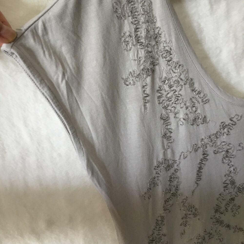 Club Monaco Light Gray Asymmetrical Sequined Top - Picture 5 of 14